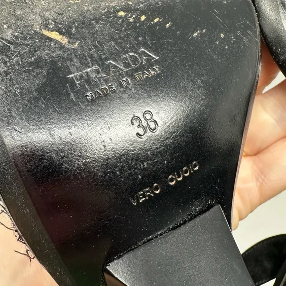 Prada Vintage Black Slingback Wedge Sandals Size 38 / US 8